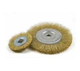 Щётка-крацовка плоская латунированная мягкая 125 мм для УШМ Orientcraft CIR012552918 