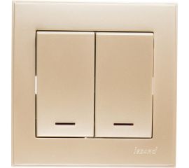 Двойной выключатель с подсветкой LEZARD RAIN жемчужно-белый металлик 703-3030-112 