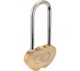 Навесной замок Аллюр (сувенирный; сердечко; латунь; 2 декоративных ключа) 1644 