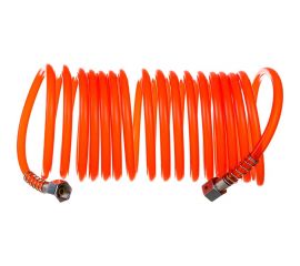 Шланг витой полиуретановый 6х8мм, 5 м с резьбовыми наконечниками 1/4x1/4 28393 KINGTUL KT-1065-5M 