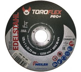 Круг отрезной по нержавеющей стали F41 125х1.0х22.23 мм, E20A60S-BF PRO+ TOROFLEX 4010362100276 