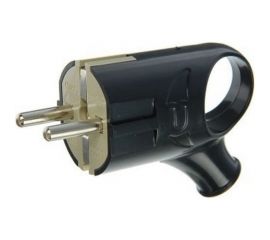 Разборная угловая вилка АБК-СИЛА с кольцом, с заземляющим контактом 16А 220В черная 2901006 