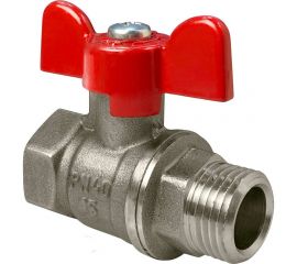 Шаровой для воды VALFEX 1"" ВР/НР бабочка, никелированная латунь 11Б27фт1М VF.218.NB1.100.Bir 