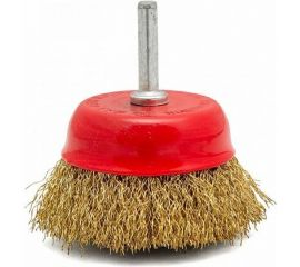 Щетка чашка со шпилькой (50 мм; латунированная витая проволока) для дрели КЕДР 208027 