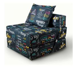 Бескаркасное кресло-кровать Mypuff Айскрим, мебельный хлопок kv_443 