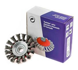 Щетка крацовка коническая (125 мм; М14; стальная проволока) для УШМ Orientcraft OCBBK1125M14 