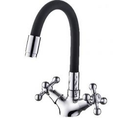 Смеситель для кухни LEDEME гибкий шланг, крест, чёрный, L1319-2 65841 
