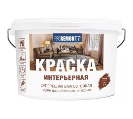 Интерьерная краска Proremontt влагостойкая, супербелая, 3 кг Лк-00012724 