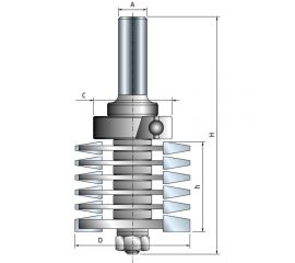 Фреза для сращивания наборная с подшипником (50.8 x 45.2 мм; хвостовик 12 мм) с FREUD PRO 99-03912 