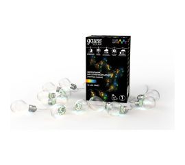Садовая гирлянда на солнечной батарее Gauss Solar, 10 LED ламп, большие шары, мультицвет GS035 