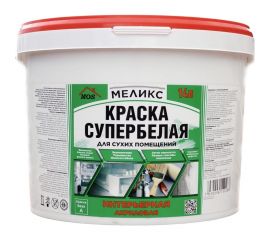 Супербелая акриловая интерьерная краска Меликс ""Для сухих помещений"", 14 кг. MOS-14КСИДСП01 