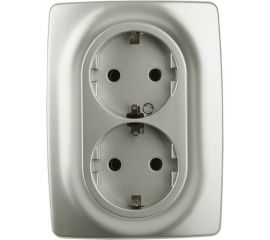 Розетка ЭРА ЭРА12 210815 2x2PE Schuko со шторками, 16A 250В, IP20, перламутр Б0036451 