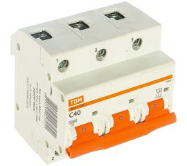 Автоматический выключатель TDM ВА47-100 3Р 40А 10кА С SQ0207-0073 