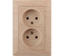 Розетка Intro 420411 2х2P, 16А, 250В, СУ, Solo, сосна Б0043332 