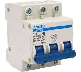 Автоматический выключатель ANDELI DZ47-63/3P 20A 4.5kA х-ка C ADL01-093 