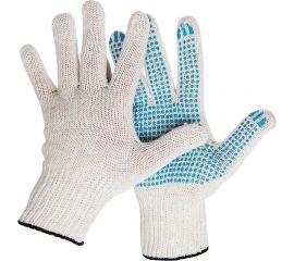 Перчатки ЛЕТО, х/б, кругловязаные, 8-нитка, с ПВХ покрытием, белые 24007 