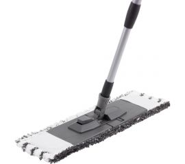 Плоская швабра для влажной уборки InLoran микрофибра 44x13 см телескопическая ручка 71-120 см BS-012GR 