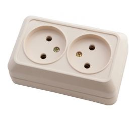 Двухместная розетка АБК-СИЛА без заземления 10А 220В (керамика) "АЛЬТАИР" слоновая кость 1 шт 5400402 