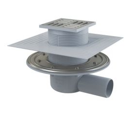 Трап Alca Plast регулирующий, горизонтальный выпуск, комбинированный затвор, Дн50 решетка нерж сталь, 105х105 мм APV1324 004-0795 