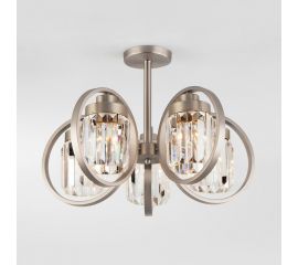 Eurosvet 10095 5 потолочный светильник сатин никель прозрачный хрусталь Strotskis 00000086303 