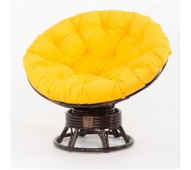 Vinotti Кресло-качалка "PAPASAN" 23/01В Тёмный коньяк Желтая подушка 