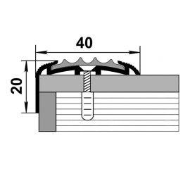 Порог угловой алюминиевый Лука 40x20 мм, 1,35 м, без покрытия, серая резинка УТ000023668 