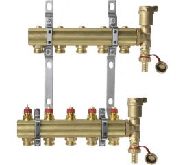 DANFOSS Комплект коллекторов FHF-5 set с кронштейнами и воздухоотводчиками, 5 контуров 088U0705 