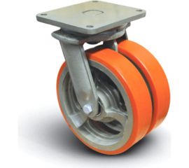 MFK-TORG Колесо полиуретановое сдвоенное поворотное 250 мм EW01 VBP 250 диск-чугун EW01-VBP-250 