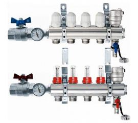 EUROS Блок коллекторный с термостатическими вставками, расходомерами EU.ST6081851 1x34x8_k 