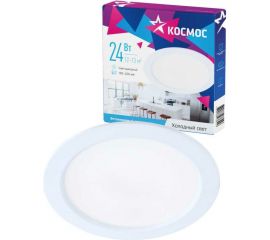 Светодиодная панель КОСМОС круглая, цвет белый, DownL 24W, 180-265В, 4000K, KDownL24W6400K 