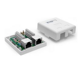 Настенная розетка 2 порта RJ-45, категория 6, экранированная, белая, TWT-SM2-4545/S6-WH 