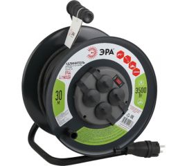 Силовой удлинитель ЭРА RMx-4es-3x2.5-30m-IP44(KG) на металлической катушке, c заземлением, 4 розетки, 30м, КГ 3х2.5мм2 Б0043058 