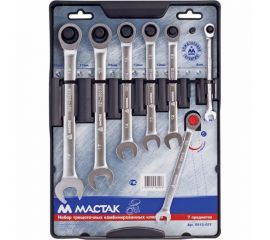 Набор комбинированных трещоточных ключей (8-19 мм, 7 предметов) МАСТАК 0213-07T 