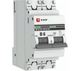 Автоматический выключатель EKF 2P 6А 4,5kA ВА 47-63 PROxima SQ mcb4763-2-06B-pro 