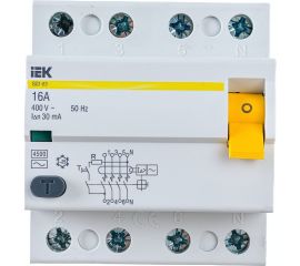 Выключатель дифференциального тока IEK 4п 16A 30mA тип AC ВД1-63 ИЭК MDV10-4-016-030 