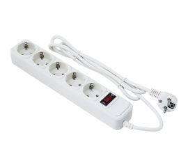 Сетевой фильтр ExeGate SP-5-10W 5евро с заземлением, 10м, выключатель с подсвет, белый 279182 