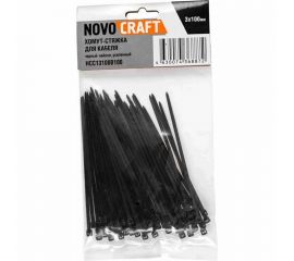 Нейлоновая хомут-стяжка NOVOCRAFT 3x100 мм, черная, уп. 100 шт. HCC13100B100 