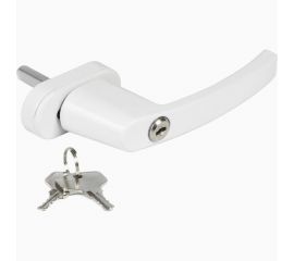 Оконная металлическая ручка с замком Дверной Страж w (белая) ДС42156 