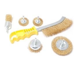Набор кордщеток дисковых латунных для дрели (6 пр, 1/4"", 25-75 мм) Rockforce RF-BWS601 