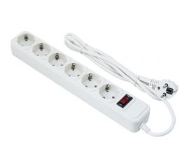 Сетевой фильтр ExeGate SP-6-5W 6 евро с заземлением, 5м, выключатель с подсветкой, белый 221229 