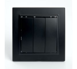 3-клавишный выключатель STEKKER psw10-9007-03, 250в, 10а, серия эрна, черный, 39924 