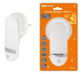 Ночник-фонарь TDM Люкс 2, 1х0,5 Вт+11LED, 90 лм/Вт, Li-Ion 500 мАч, датчик освещения и движения, SQ0357-0025 