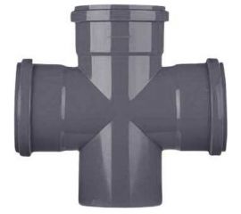 Крестовина ООО МультиМирПласт ПП 110/110/110/87.5 серая КР ВК 110/110/110/87.5 