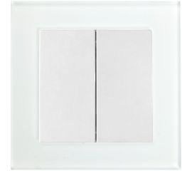 Электрический 2-клавишный выключатель STEKKER серия Катрин, со стеклянной рамкой, GLS10-7004-01, белый 39165 