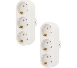 Набор электрических линейных тройников REXANT 16 А с заземлением, белый 2 шт 11-1079-2 