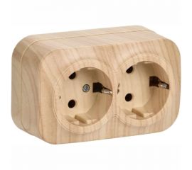 2-ая розетка IEK РС22-3-ХС с з/к о/у 16А GLORY сосна ERH21-K34-16 