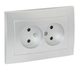 Лицевая панель 2-местной розетки EKF PROxima Валенсия, без заземления, 10А, сталь, с защитными шторками ESR10-L-102-30 