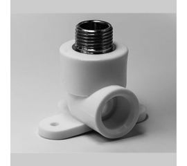 Комбинированный угольник ООО МультиМирПласт ППР с креплением 20x1/2 НР белый (отвод) ППР ОТВ 20x1/2" НР с КР 