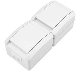 Двойная накладная розетка KRANZ вертикальный блок с/з IP54 16А белая KR-78-0802 