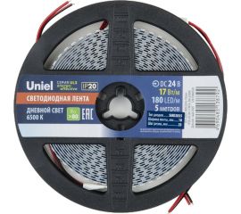 Светодиодная лента Uniel 180LED/m-10mm-IP20-DC24V-17W/m-5M-6500K катушка в герметичной упаковке UL-00007644 